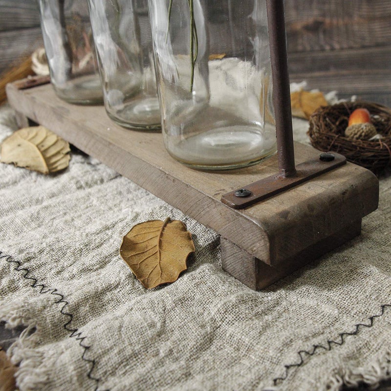 Funsoba Rustic Flower Vase Set with Rack Stand Farmhouse Glass Bottles for Decor Table centerpieces - Image 5